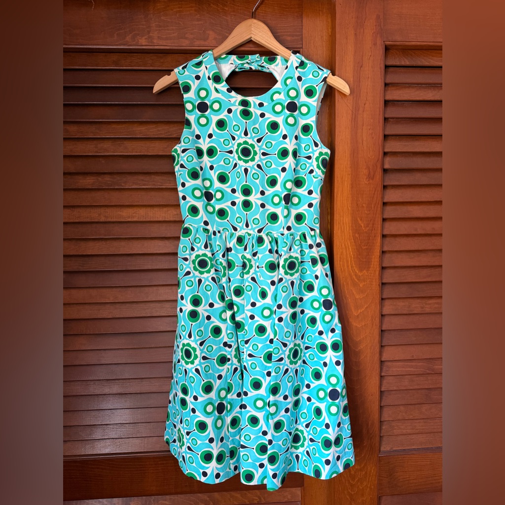 Kate Spade Florence Broadhurst Aqua & Green Solar Fit-And-Flare Dress